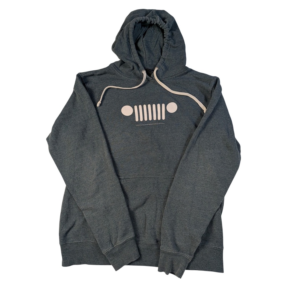 J America Jeep Catch A Wave Graphic Hoodie Mens XL Charcoal Green Pullover
